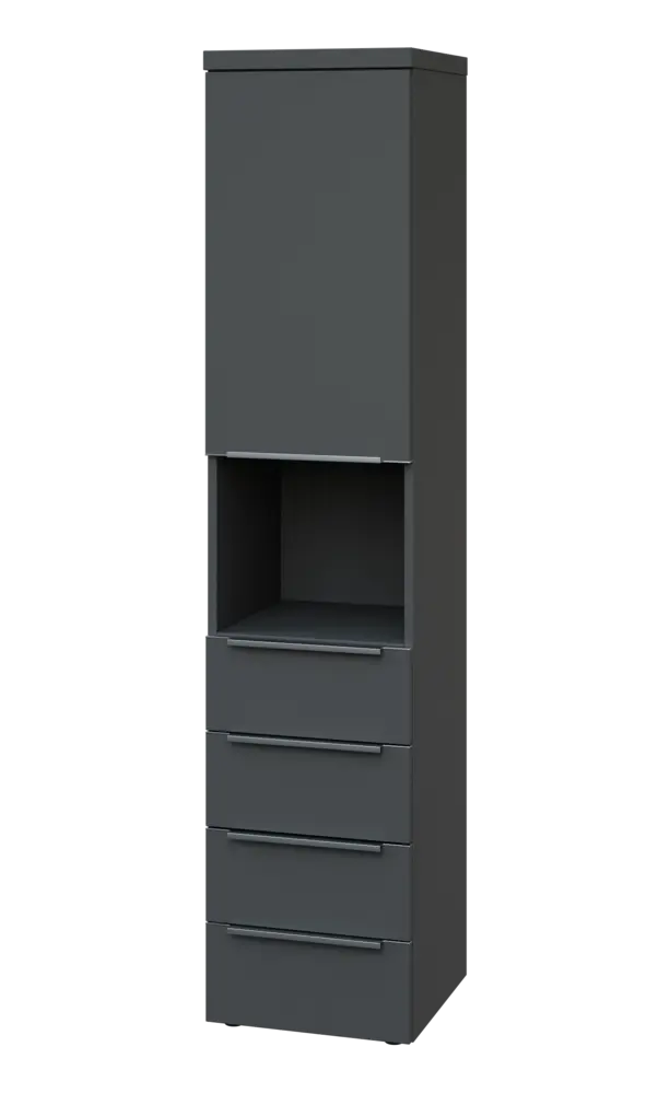 SIN 5 - 44ZND kancelářská skříň, 4-zásuvková/nika, 1-dveřová, levá, 1820x400x400, antracit